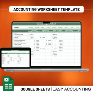 Accounting Worksheet Template, Digital Download, Editable Google Sheets, Easy to Use, Small Business, Finance Tracker