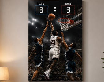 The Game Saver (In the Knick of Time), Canvas Print Wall Art, Basketball Dunk Canvas Print, Sports Action Wall Art