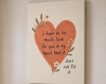 Romantic Love Quote Canvas Art, Heart Wall Decor, Minimalist Couple Print, Bedroom Artwork, Anniversary Gift