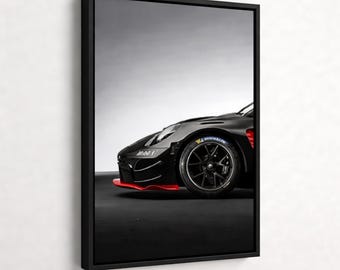Porsche 911 GT3 RS Car Poster, Motorsport Wall Art, Black Sports Car Print, Racing Enthusiast Decor