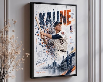 Al Kaline Detroit Tigers Wall Art Print for Baseball Fans - Iconic Design Featuring Swing, Greatness is Built, Perfect for Sports Room Decor