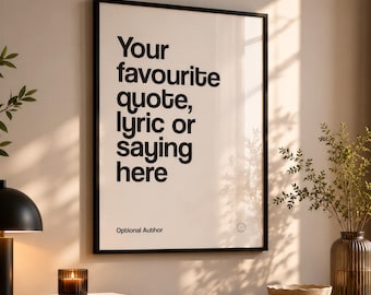 Cuadro decorativo con cita personalizada, lámina tipográfica personalizada, póster motivacional, letrero con texto personalizado, decoración para el hogar y la oficina.