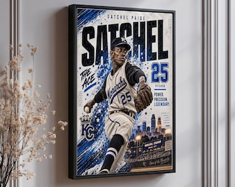 Satchel Paige Wall Art Print | Baseball Legend | Kansas City Monarchs | Pitcher #25 | Vintage Sports Home Decor