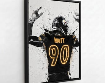 T.J. Watt Quote Poster Pittsburgh Steelers Canvas Unique Design Wall Art Print Hand Made Ready to Hang Custom Design