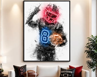 Póster de Stefon Diggs de los Minnesota Vikings, impresión en lienzo de la NFL, arte mural de fútbol americano, decoración para habitación infantil, arte deportivo para cueva de hombre, regalo para aficionados