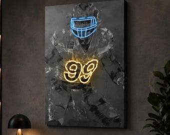 Póster de Aaron Donald de Los Angeles Rams, impresión en lienzo de la NFL, arte de pared de fútbol americano, regalo de decoración deportiva para la cueva del hombre
