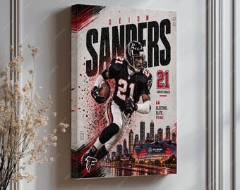 Deion Sanders Wall Art | Iconic Football Legend Poster | Atlanta Falcons Decor | Home & Office Decor | Sports Art for NFL Fans | Unique