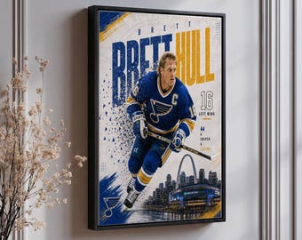 Brett Hull St. Louis Blues Wall Art - Iconic NHL Player Print - 16 Left Wing Poster - Hockey Decor Gift for Fans - Modern Sports Artwork