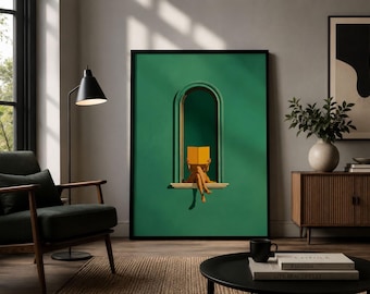 Cuadro decorativo verde esmeralda para amantes de los libros, lámina para biblioteca minimalista, póster para rincón de lectura en el dormitorio.