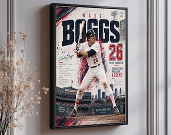 Wade Boggs Boston Red Sox Vintage Wall Art - Iconic Sports Decor for Fans - Perfect Gift for Baseball Lovers - 26 Third Baseman Memorabilia