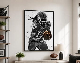 Póster de Davante Adams para pared, póster neón de fútbol americano de Los Ángeles, lienzo montado en bastidor, decoración para sala de deportes, regalo para cueva de hombre