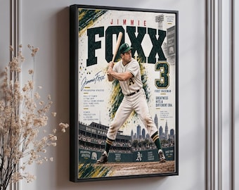 Jimmie Foxx Wall Art - Vintage Philadelphia Athletics Baseball Print for Sports Collectors and Lovers of the Game