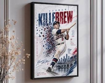 Harmon Killebrew Vintage Baseball Wall Art | Dynamic Print of Legendary Twins Player | Perfect for Sports Decor or Collector's Office