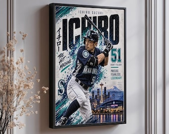 Ichiro Suzuki Wall Art Print - Seattle Mariners Legend - 51 The Hit Machine - Unique Sports Decor for Baseball Lovers - Perfect Gift for