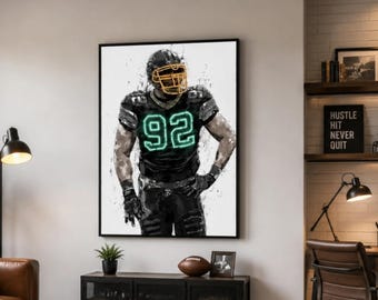 Reggie White Canvas Print, Green Bay Packers, Wall Art, Sports, Kids Decor, Man Cave, Gift, Football Poster