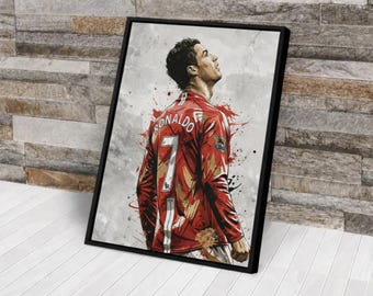 Cristiano Ronaldo Wall Art Print, Manchester United CR7 Poster, Football Lover Decor, Sports Gift
