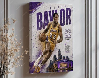 Elgin Baylor Lakers Wall Art - Vintage Decor for Basketball Fans, NBA Legend Elgin Baylor Art Print, Retro LA Sports Poster, Unique Gift