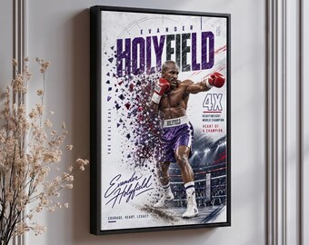 Evander Holyfield Boxing Wall Art | 4X Heavyweight Champion Tribute | Inspiring Decor for Sports Fans and Motivational Gifts