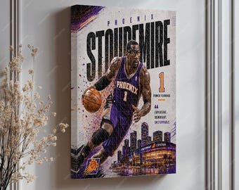 Amar'e Stoudemire Phoenix Suns Wall Art - NBA Power Forward Action Poster - Sports Decor for Basketball Lovers - Unique Gift for Him