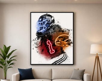 Malik Nabers Autographed Style Poster: New York Giants NFL Fan Gift, Home Deco