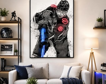 Póster de hockey de Cale Makar, arte de pared de los Colorado Avalanche, lámina deportiva de la NHL, decoración moderna de hockey, póster deportivo para dormitorio, regalo