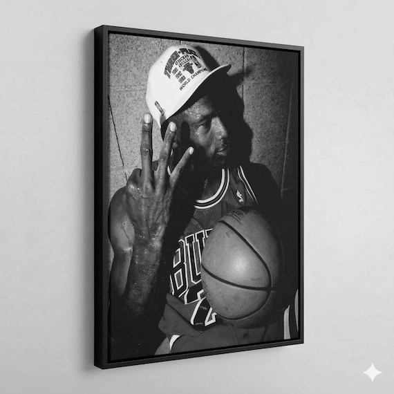 Michael Jordan Poster, Black & White Basketball Wall Art, Inspirational Athlete Print, Motivational Sports Decor for Home, Office, or Gym