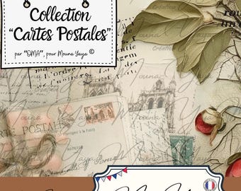 Postkarten der französischen Designerin „Oma“. Cottagecore. 20 Seiten. Scrapbooking, Kartenbasteln, Kreative Hobbys.
