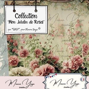Mon Jardin De Roses, de la créatrice "OMA". Scrapbooking, Carterie, Éphéméras, Junk journal. Téléchargement numérique de 23 pages