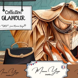 GLAMOUR, del diseñador "OMA". Fabricación de tarjetas, papel digital imprimible, scrapbooking, diario basura. Descarga digital de 24 páginas.