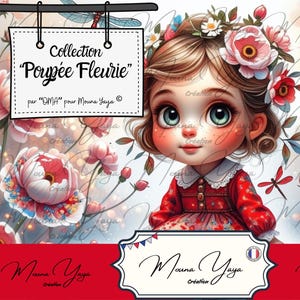 POUPÉE FLEURIE, de la créatrice "OMA". Scrapbooking, Carterie, Art Thérapie, Junk journal. Téléchargement numérique imprimable de 21 pages