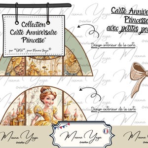Carte Anniversaire Princesse, Collection "OMA". Carterie, Scrapbooking, Junk Journal, Loisirs Créatifs. Téléchargement numérique de 15 pages