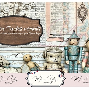 Momenti di tenerezza... Collezione "La soffitta di altri tempi", kit per diario spazzatura, scrapbooking, download, 22 stampe digitali.