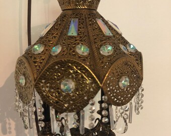 Aged 35x20mm Solid Brass Priced per Piece Filigree Chandelier Drop Antiqued Stamping VINTAGE