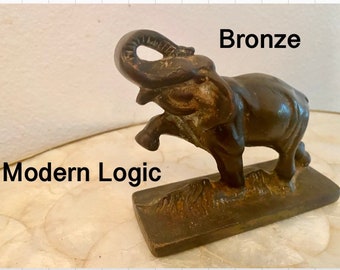 Elephant Bronze Solid Brass Figurine Zen 1940’s-50’s Regency, Mid Century, Boho at Modern Logic