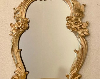 Vintage Rococo Mirror Shelf 1970 Gold Regency French Country