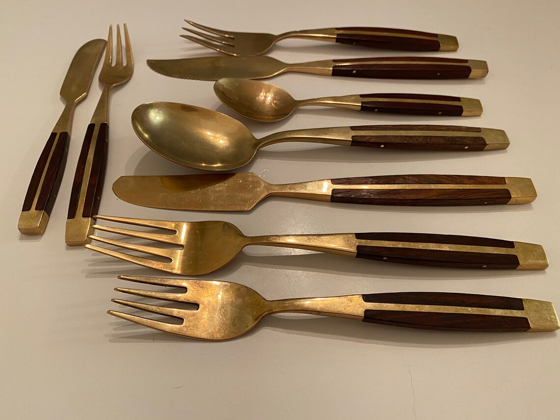 ROSEWOOD FLATWARE MODERN Bronze Flatware Thai JeanClaude Etsy