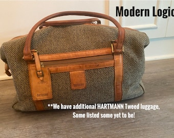 HARTMANN TWEED OVERNIGHT Bag, Mid Century Modern, Hartmann Luggage, Hartmann Satchel, Belt Leather, Hartmann at Modern Logic