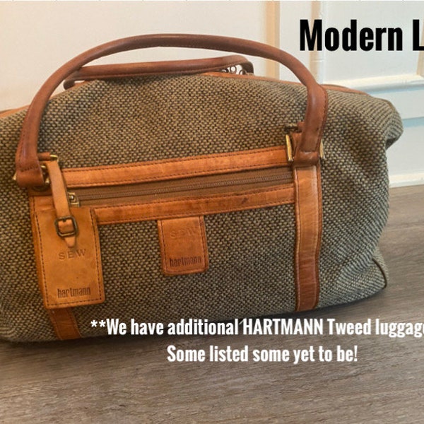 HARTMANN TWEED OVERNIGHT Bag, Mid Century Modern, Hartmann Luggage, Hartmann Satchel, Belt Leather, Hartmann at Modern Logic