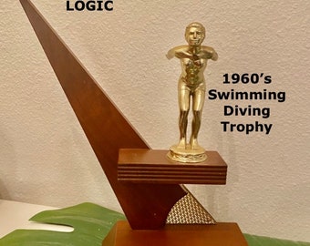 MCM SWIMMING TROPHY 1960’s Noble Trophy Diving Trophy Mid Century Trophy  Atomic Woman TrophyDiving Trophy Abstract Trophy at Modern Logic