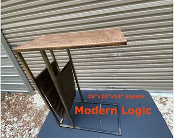 Side Table Burnish Gold Cantilever Table C Table Magazine Rack 80’s Sofa Table Bed Chair Tiny Home Metal Table  Pier One at Modern Logic