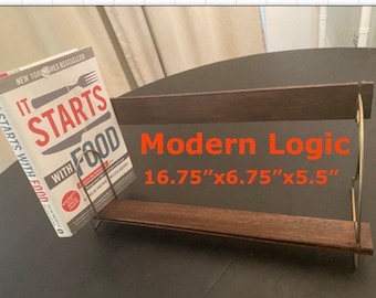 MCM Book Shelf Table Top Kitchen Counter Shelf Wood Shelf with Gold Tone  at Modern Logic