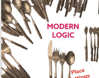 Mid Century Flatware by Northland, Serving for 11 PLUS, Flower Panel, Made in Korea, at Modern Logic