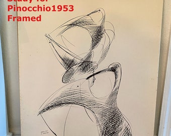 Emilio Greco Study for Pinocchio Vintage Print Framed 1953 Tate Museum Abstract Minimalist Mid Century at Modern Logic