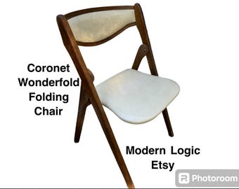 Mid Century Modern Danish Modern Chair Coronet Wonderfold Folding Chair  Scandinavian Design Atomic Eames Era at Modern Logic