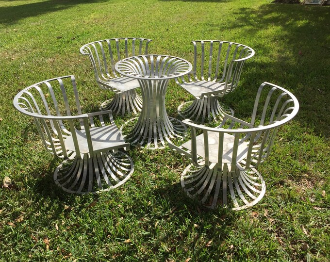 WOODARD ALUMINUM PATIO Set Slatted Aluminum Designer Patio Set Dining