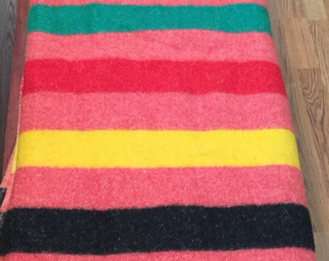 Antique Wool Blanket PINK WOOL BLANKET Pendleton Style Hudson Etsy