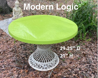 Spun Fiberglass Round Cocktail Table Russell Woodard Style 21” Hx 29.25” Diameter- SHIPPING is Not Free