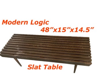 SLAT TABLE Mid Century 48” length Needs Work Danish Modern Mid Century at Modern Logic