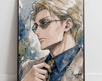 Nanami Kento Poster Print, JJK Jujutsu Kaisen, Nanamin Black Yellow Anime Manga (Digital Download)