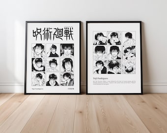 Toji Fushiguro Manga Panel Print, Jujutsu Kaisen Black White Minimalist Poster (Digital Download)